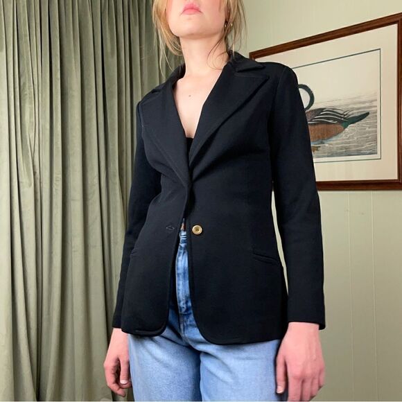 𝅺vintage Bodin Knits Black Blazer - EUC - Picture 1 of 11